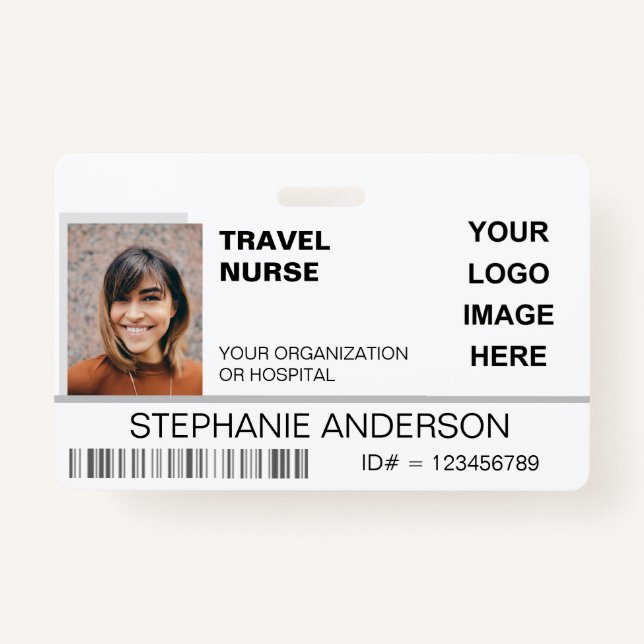 Travel Nurse Photo ID Name Hospital Logo Medical ID Badge (Front)