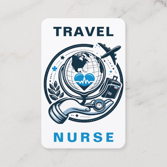 Travel Nurse RN, LVN, LPN, Caretaker Business Card (Front)