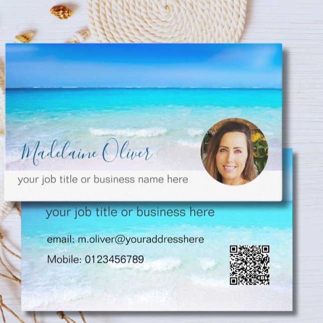 Travel Ocean Blue Photo Professional Business Card (Creator Uploaded)