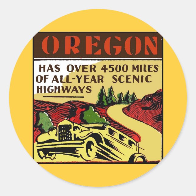 Travel Oregon Scenic Highways Classic Round Sticker (Front)