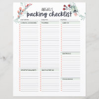 Travel Packing List Floral