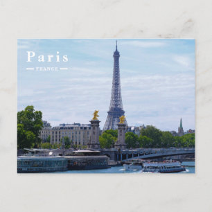 Travel Paris France Eiffel Tower and Seine River Holiday Postcard