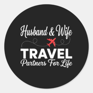 Travel Partners Engagement Fiancé Couple Husband Classic Round Sticker