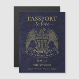 Travel Passport Destination Wedding Save the Date Magnetic Invitation