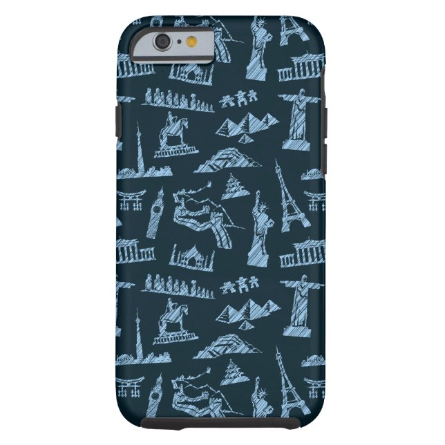 Travel Pattern In Blues Pattern Case-Mate iPhone Case (Back)