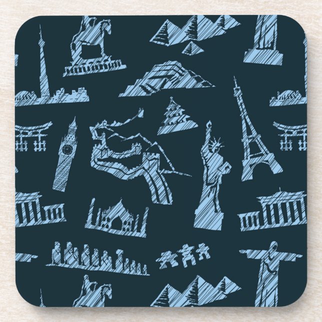 Travel Pattern In Blues Pattern Coaster (Front)