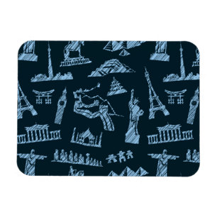 Travel Pattern In Blues Pattern Magnet