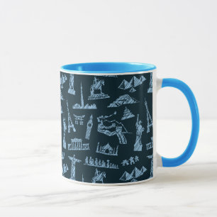 Travel Pattern In Blues Pattern Mug