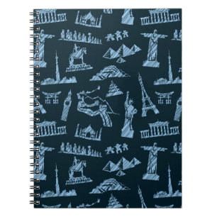 Travel Pattern In Blues Pattern Notebook