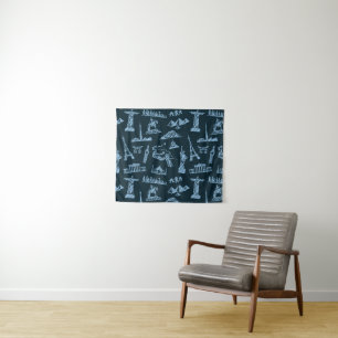 Travel Pattern In Blues Pattern Tapestry