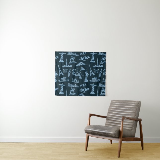 Travel Pattern In Blues Pattern Tapestry (In Situ (Horizontal))