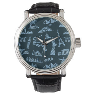 Travel Pattern In Blues Pattern Watch