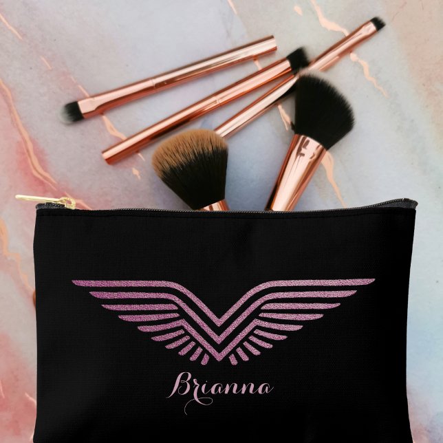 Travel Pilot Wings Pink Sparkle Cute Custom Accessory Pouch (Creator Uploaded)