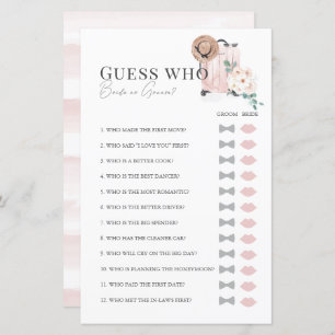 Travel Pink Suitcase Bridal Shower Guess Who