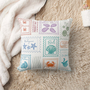 Travel Postage Stamps Cushion