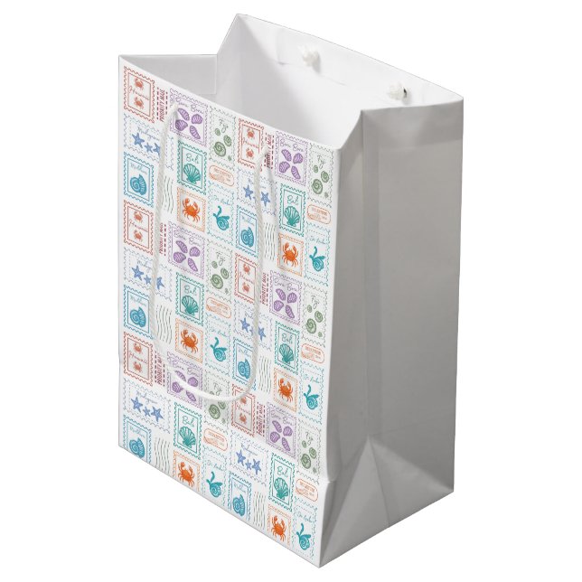 Travel Postage Stamps Medium Gift Bag (Front Angled)