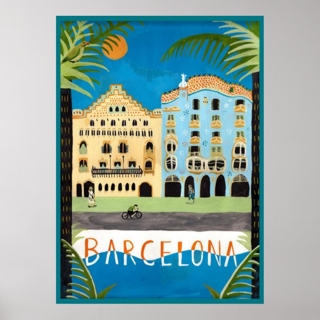 travel POSTER, Barcelona, Spain Poster (Front)