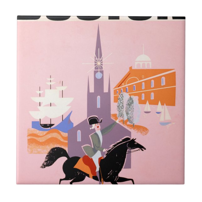 Travel Poster For Allegheny Airlines To Boston Ceramic Tile (Front)