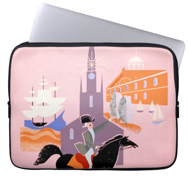 Travel Poster For Allegheny Airlines To Boston Laptop Sleeve (Front)