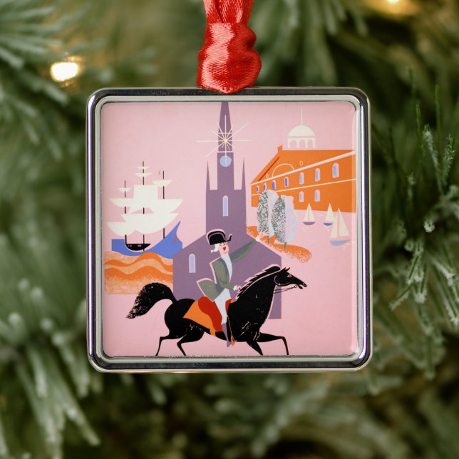 Travel Poster For Allegheny Airlines To Boston Metal Ornament (Tree)