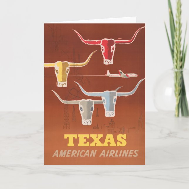 Travel Poster For American Airlines To Texas Card (Front)
