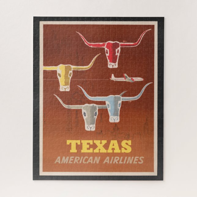 Travel Poster For American Airlines To Texas Jigsaw Puzzle (Vertical)