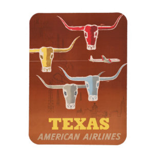 Travel Poster For American Airlines To Texas Magnet