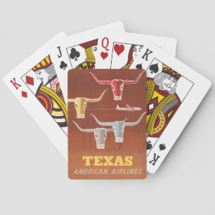 Travel Poster For American Airlines To Texas Playing Cards