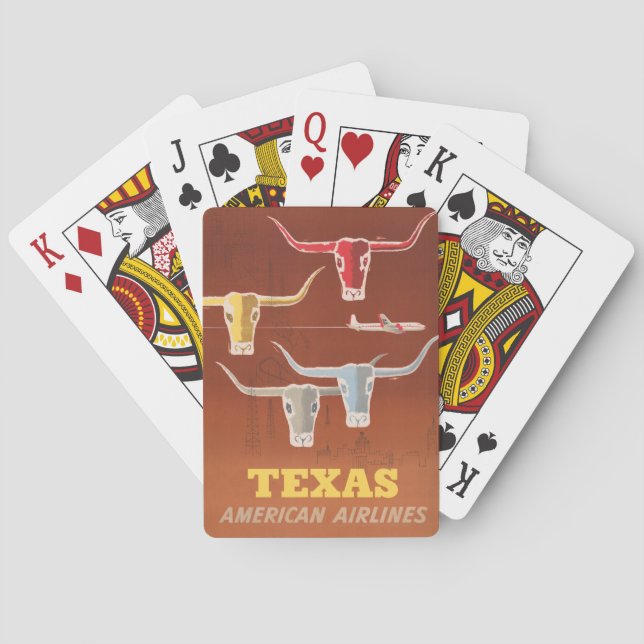 Travel Poster For American Airlines To Texas Playing Cards (Back)