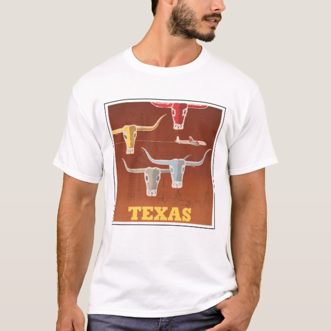Travel Poster For American Airlines To Texas T-Shirt (Front)