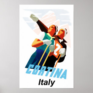 Travel poster for Cortina d'ampezzo, Italy