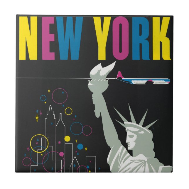 Travel Poster For Flying Northwest Airlines Ceramic Tile (Front)