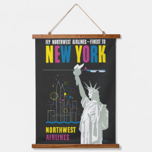 Travel Poster For Flying Northwest Airlines Hanging Tapestry