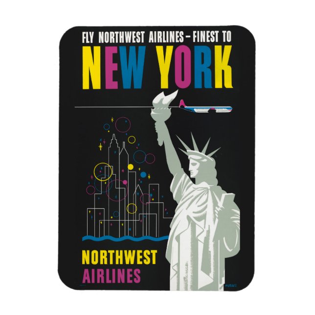 Travel Poster For Flying Northwest Airlines Magnet (Vertical)