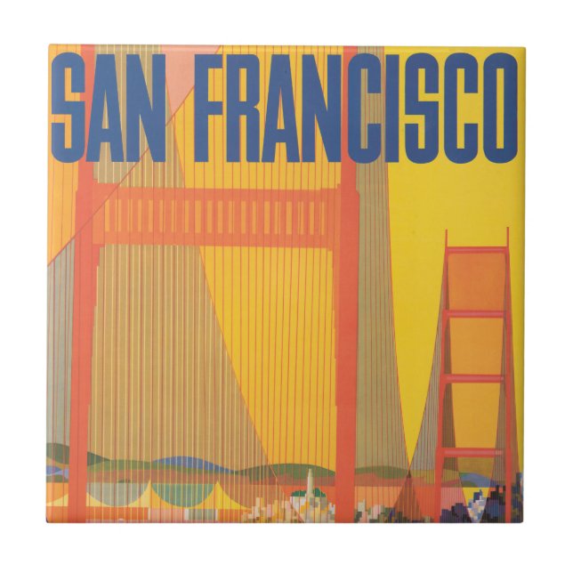 Travel Poster For Flying Twa To San Francisco Ceramic Tile (Front)