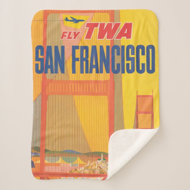 Travel Poster For Flying Twa To San Francisco Sherpa Blanket (Front)