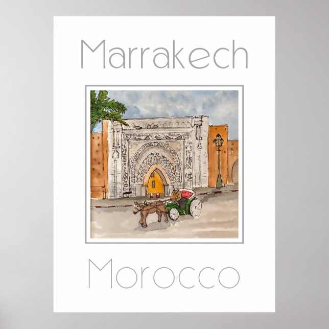 Travel poster for Marrakech Morocco (Front)