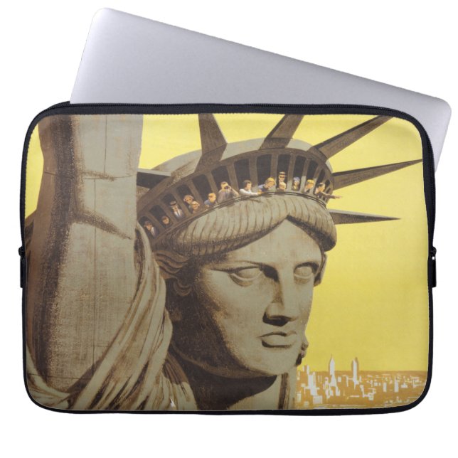 Travel Poster For New York, United Air Lines Laptop Sleeve (Front)