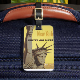 Travel Poster For New York, United Air Lines Luggage Tag