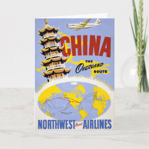 Travel Poster For Northwest Orient Airlines Card