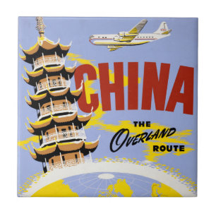 Travel Poster For Northwest Orient Airlines Ceramic Tile