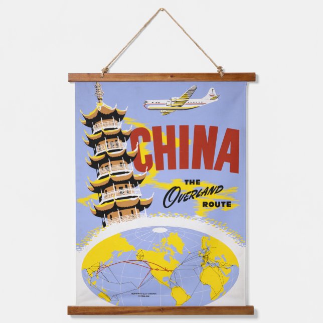 Travel Poster For Northwest Orient Airlines Hanging Tapestry (Front)