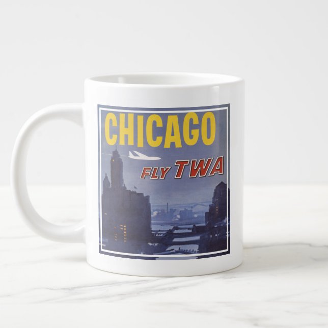 Travel Poster For Trans World Airlines Flights Large Coffee Mug (Left)