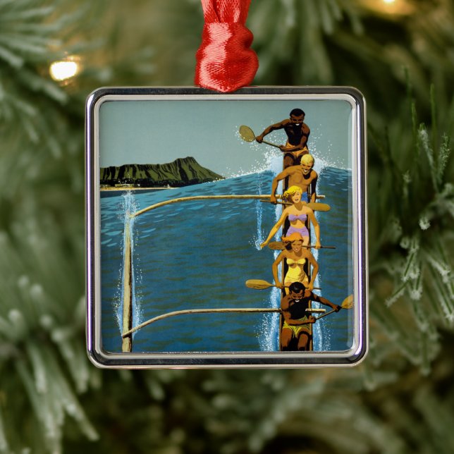 Travel Poster For United Air Lines To Hawaii Metal Ornament (Tree)