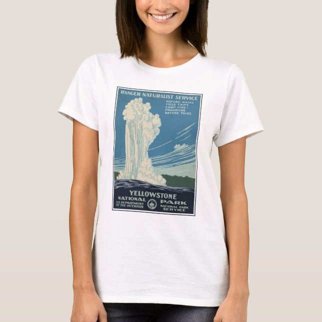 Travel Poster For Yellowstone National Park T-Shirt (Front)
