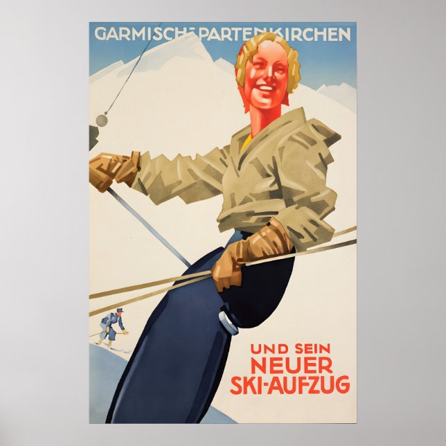 Travel Poster Germany Ski Skiing (Front)