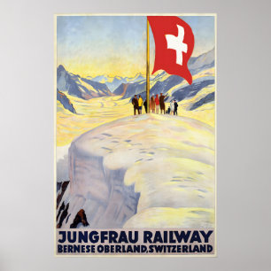 Travel Poster Jungfrau Railway. Bernese Oberland