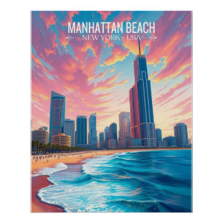 Travel Poster | Manhattan Beach Wallart Home Deco