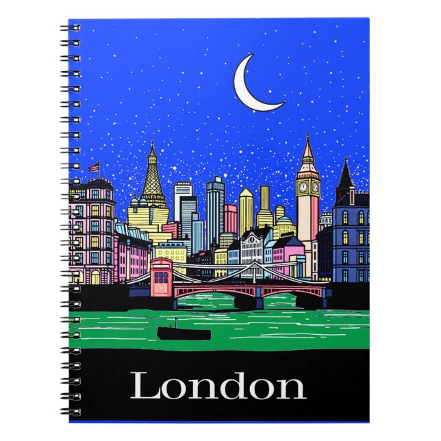 Travel Poster of London by Night Notebook (Front)