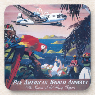 Travel Poster Of Seaplane Flying Over Caribbean Coaster